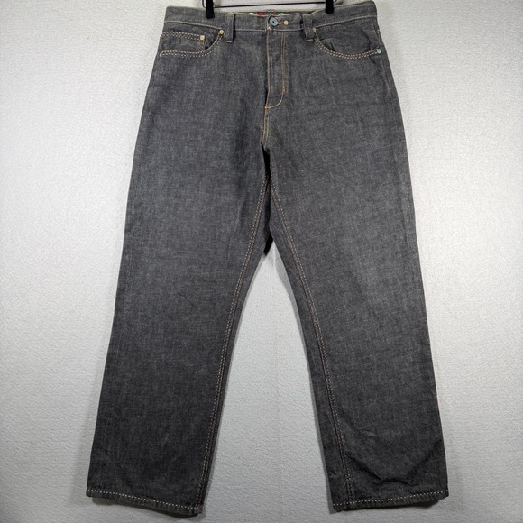 COOGI Jeans Mens W40 L34 Gray‎ Denim Rare Multicolor Embroidered Pockets